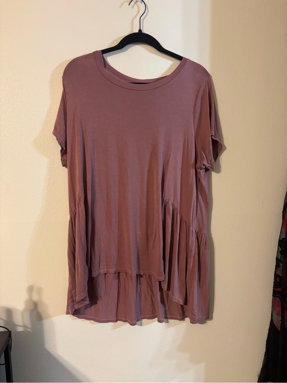 Wonderly Dusty Mauve Layered Ruffle Hem Tunic